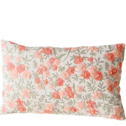 Deko Kissen Lomna mit getickten Blumen, Baumwollkissen Blumen in rose, 50x30cm, Boltze Home Collecti