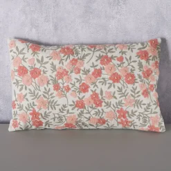 Deko Kissen Lomna mit getickten Blumen, Baumwollkissen Blumen in rose, 50x30cm, Boltze Home Collecti