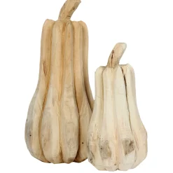 Deko Kürbis Natur, schmaler Kürbis aus Naturholz, 55cm, WMG Grünberger