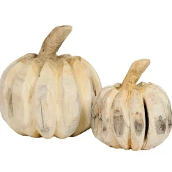 Deko Kürbis Natur, runder Kürbis aus Naturholz, 25cm, WMG Grünberger