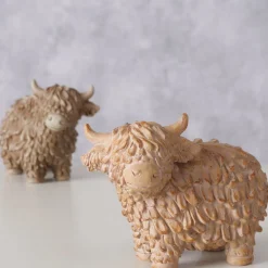 Deko Kuh Buffy, Schottisches Hochlandrind braun, 18x13cm, Boltze Home Collections