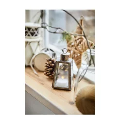 Deko Laterne mit kleinem Schornstein dunkles gold used look, Laursen