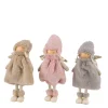 Deko Plüschengel, schicker Winterengel mit Plüschmantel beige, rosa oder grau, 28cm