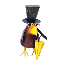 Deko Rabe Rudi, Metallrabe mit Sonnenschirm und Brille, 27cm