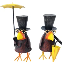 Deko Rabe Rudi, Metallrabe mit Sonnenschirm und Brille, 27cm