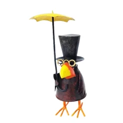 Deko Rabe Rudi, Metallrabe mit Sonnenschirm und Brille, 27cm