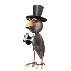 Deko Rabe Rudi, Metallrabe mit Fernglas, Zylinder und Brille, 24cm