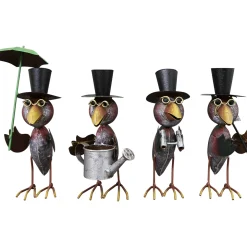 Deko Rabe Rudi, Metallrabe mit Schaufel, Zylinder und Brille, 24cm