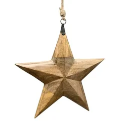 Deko Stern 3D, großer Holzstern, Weihnachtsstern natur, 50cm