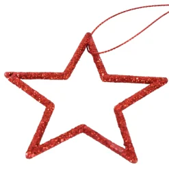 Deko Sterne silbergrau, Weihnachtssterne mit Glimmer, Ø7cm, 20 St/Beutel, Hänger