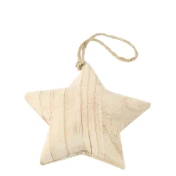 Deko Stern Naturholz, Holzstern Natur zum Hänger, 13cm