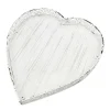 Deko Tablett Herz weiß, Metallschale mit Muster - used look, 25x28x4cm