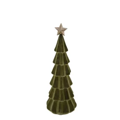 Deko Tannenbaum mit Stern, olivgrüner Tannenbaum, samtig beflockt, 39cm