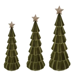 Deko Tannenbaum mit Stern, olivgrüner Tannenbaum, samtig beflockt, 39cm