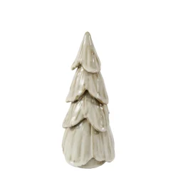 Deko Tannenbaum, schlichter Keramikbaum creme-braun, 25cm