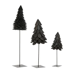 Deko Tannenbaum Teak schwarz, Tanne aus Naturholz auf Eisenständer, 70cm, WMG Grünberger