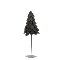 Deko Tannenbaum Teak schwarz, Tanne aus Naturholz auf Eisenständer, 110cm, WMG Grünberger
