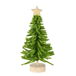 Deko Tannenbaum Weihnachten, Weihnachtsbaum aus Filz mit Holzstern auf Holzfuß