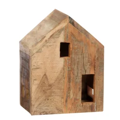 Deko Vogelhaus Altholz, rustikales schlichtes Holzhaus mit Spitzdach, WMG Grünberger