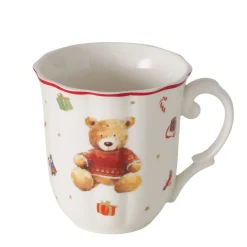 Deko Weihnachtsbecher Bailey, Keramikbecher mit Teddy-Motiv, 350ml, Boltze Home Collections