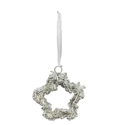 Deko Weihnachtsstern silber, Sternhänger mit länglichen Acrylperlen, 10cm, Hänger