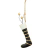Deko Weihnachtsstrumpf, Metallsocke schwarz-gold mit Sterne, 21cm, Hänger