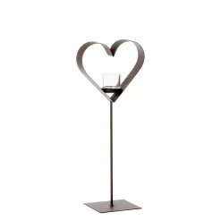 Deko Windlicht Herz Anna, breites Metallherz auf Metallständer, 55cm, WMG Grünberger