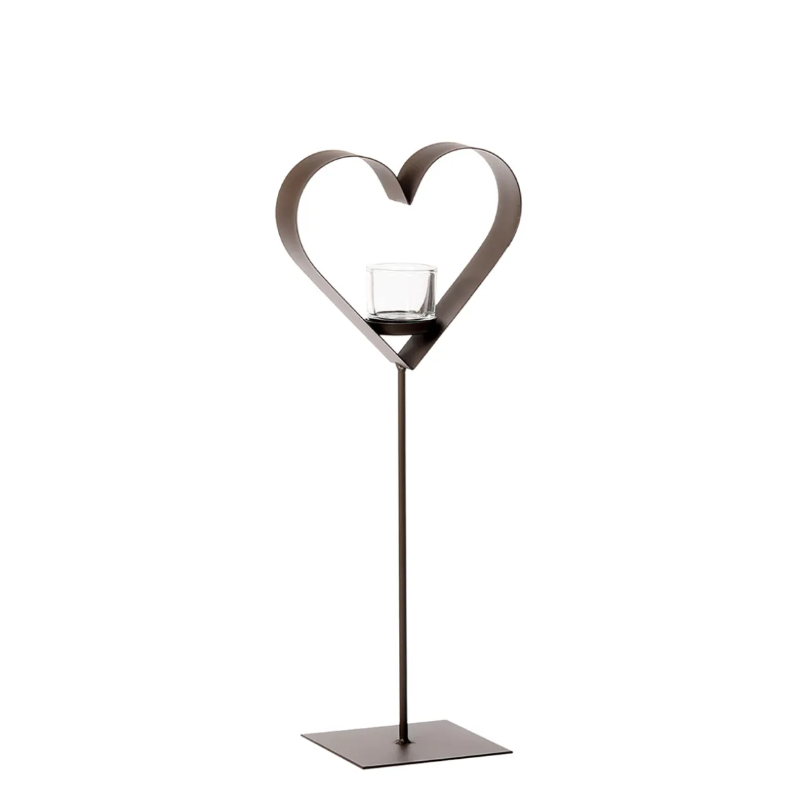 Deko Windlicht Herz Anna, breites Metallherz auf Metallständer, 55cm, WMG Grünberger