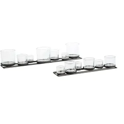 Eisen Windlicht Lincoln nieder, 6 Gläser in unterschiedlichen Größen, 50cm, WMG Grünberger