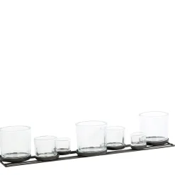 Eisen Windlicht Lincoln nieder, 7 Gläser in unterschiedlichen Größen, 70cm, WMG Grünberger