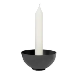 Eisen Windlicht Sirius, Eisenschale mit Stabkerzenhalter, 5x10cm, dunkles grau-schwarz, WMG Grünberger