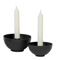 Eisen Windlicht Sirius, Eisenschale mit Stabkerzenhalter, 5x10cm, dunkles grau-schwarz, WMG Grünberger