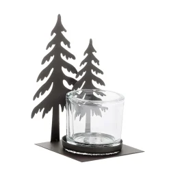 Eisen Windlicht Tannen, 2 Tannenbäume mit Teelichthalter, 20x12cm, WMG Grünberger