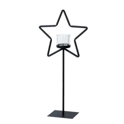 Eisen Windlicht Stern, Weihnachtsstern auf Metallständer, 50cm, WMG Grünberger