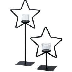 Eisen Windlicht Stern, Weihnachtsstern auf Metallständer, 50cm, WMG Grünberger