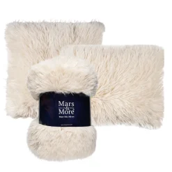 Fake Fellkissen Teddy, Teddy Langhaar, cremeweiß, 35x45cm, Mars & More
