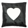 Fellkissen Herz, Kuhfell mit Herzapplikation, schwarz, 45x45cm, Mars & More