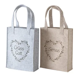 Filz Tasche Garni beige, Filztasche mit Herz und Spruch: Servus, 28x40cm, Boltze Home Collections