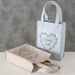 Filz Tasche Garni beige, Filztasche mit Herz und Spruch: Servus, 28x40cm, Boltze Home Collections