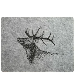Filz Tischset Hirsch, röhrender Hirsch, grau-schwarz, 45x35cm