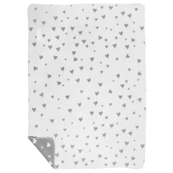 Fleecedecke Herz, Wendedecke mit kleinen und großen Herzen, creme-grau, 130x180cm, Mars & More