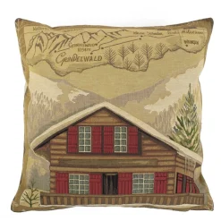 Gobelin Kissen Berghütte, Chalet Grindelwald, 45x45cm, Mars & More