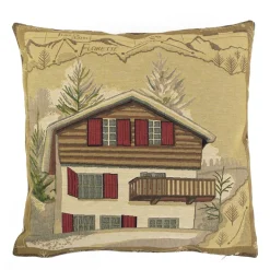 Gobelin Kissen Berghütte, Chalet Florette, 45x45cm, Mars & More