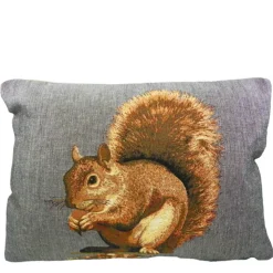 Gobelin Kissen Eichhörnchen, Eichhörnchen mit Nuß, grau, 30x45cm, Mars & More