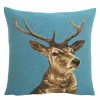 Gobelin Kissen Hirsch, Hirsch rechts, türkis, 45x45cm, Mars & More