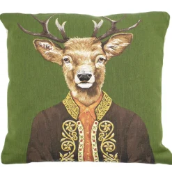 Gobelin Kissen Hirsch, Hirsch im Alpenmantel grün, 45x45cm, Mars & More