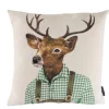 Gobelin Kissen Hirsch, Tiroler Hirsch mit grün kariertem Hemd, 45x45cm, Mars & More
