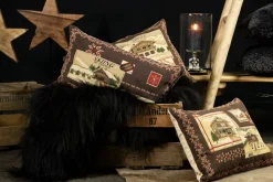 Gobelin Kissen Ski, Alpen und Berghütten, braun-beige, 30x45cm, Mars & More