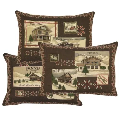 Gobelin Kissen Ski, Alpen und Berghütten, braun-beige, 30x45cm, Mars & More