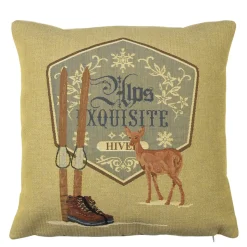Gobelin Kissen Ski und Hirsch, Alps Exquisite, 45x45cm, Mars & More